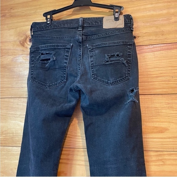 Abercrombie & Fitch Black Distressed Mid Rise Stretchy Skinny Jeans 28 - Picture 4 of 10